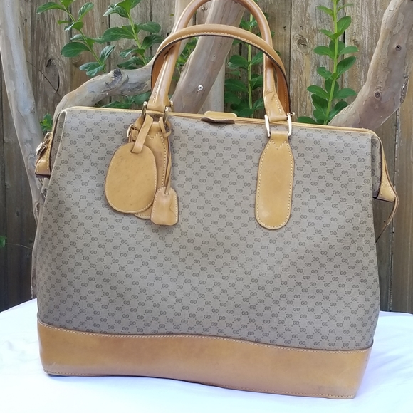 Vintage Gucci Overnight Weekender Travel Train case Boston bag - Picture 2 of 16